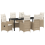 Set de Comedor de Jardín de 7 Piezas con Cojines Beige Poliratán | Foro24.es | Tu tienda online para hogar, jardín y más Foro24.es
