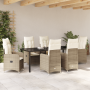 Set de Comedor de Jardín de 7 Piezas con Cojines Beige Poliratán | Foro24.es | Tu tienda online para hogar, jardín y más Foro24.es
