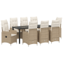 Set de Comedor de Jardín de 9 Piezas con Cojines Beige Poliratán | Foro24.es | Tu tienda online para hogar, jardín y más Foro24.es