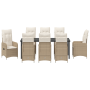 Set de Comedor de Jardín de 9 Piezas con Cojines Beige Poliratán | Foro24.es | Tu tienda online para hogar, jardín y más Foro24.es
