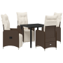 Set de comedor de jardín de 5 piezas con cojines Marrón Poliratán de , Sillas de jardín - Ref: Foro24-3379668, Precio: 592,60...