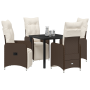 Set de comedor de jardín de 5 piezas con cojines Marrón Poliratán de , Sillas de jardín - Ref: Foro24-3379668, Precio: 592,60...