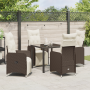 Set de comedor de jardín de 5 piezas con cojines Marrón Poliratán de , Sillas de jardín - Ref: Foro24-3379668, Precio: 592,60...