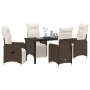 Conjunto de Comedor de Jardín de 5 Piezas con Cojines Marrón Poliratán de , Sillas de jardín - Ref: Foro24-3379669, Precio: 6...