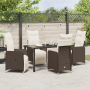 Conjunto de Comedor de Jardín de 5 Piezas con Cojines Marrón Poliratán de , Sillas de jardín - Ref: Foro24-3379669, Precio: 6...