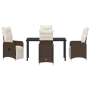 Conjunto de Comedor de Jardín de 5 Piezas con Cojines Marrón Poliratán de , Sillas de jardín - Ref: Foro24-3379669, Precio: 6...