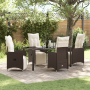 Set de Comedor de Jardín de 5 Piezas Marrón con Cojines en Poliratán de , Sillas de jardín - Ref: Foro24-3379670, Precio: 619...