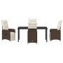 Set de Comedor de Jardín de 5 Piezas Marrón con Cojines en Poliratán de , Sillas de jardín - Ref: Foro24-3379670, Precio: 619...