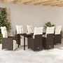 Conjunto de comedor de jardín de 7 piezas con cojines marrón poliratán | Foro24.es | Tu tienda online para hogar, jardín y más Foro24.es