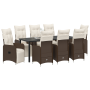 Set de Comedor de Jardín de 9 Piezas con Cojines Marrón Poliratán de , Sillas de jardín - Ref: Foro24-3379673, Precio: 1,00 €...