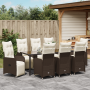 Set de Comedor de Jardín de 9 Piezas con Cojines Marrón Poliratán de , Sillas de jardín - Ref: Foro24-3379673, Precio: 1,00 €...