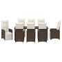 Set de Comedor de Jardín de 9 Piezas con Cojines Marrón Poliratán de , Sillas de jardín - Ref: Foro24-3379673, Precio: 1,00 €...