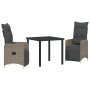Juego de comedor de jardín de 3 piezas con cojines Poliratán gris de , Sillas de jardín - Ref: Foro24-3379674, Precio: 380,80...