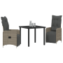 Juego de comedor de jardín de 3 piezas con cojines Poliratán gris de , Sillas de jardín - Ref: Foro24-3379674, Precio: 380,80...
