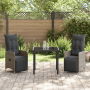 Juego de comedor de jardín de 3 piezas con cojines Poliratán gris de , Sillas de jardín - Ref: Foro24-3379674, Precio: 380,80...
