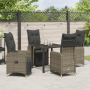 Set de comedor de jardín de 5 piezas con cojines Gris Poliratán de , Sillas de jardín - Ref: Foro24-3379675, Precio: 680,84 €