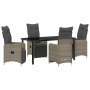Set de comedor de jardín de 5 piezas con cojines gris polirratán | Foro24.es | Tu tienda online para hogar, jardín y más Foro24.es