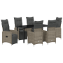 Juego de Comedor de Jardín de 7 Piezas con Cojines Gris Poliratán de , Sillas de jardín - Ref: Foro24-3379678, Precio: 1,00 €