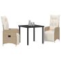 Set de Comedor de Jardín de 3 Piezas con Cojines Beige Poliratán de , Sillas de jardín - Ref: Foro24-3379681, Precio: 362,87 ...
