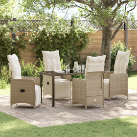 Conjunto de Comedor de Jardín de 5 Piezas con Cojines Beiges de Poliratán de , Sillas de jardín - Ref: Foro24-3379683, Precio...