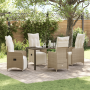 Conjunto de Comedor de Jardín de 5 Piezas con Cojines Beiges de Poliratán de , Sillas de jardín - Ref: Foro24-3379683, Precio...