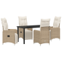 Conjunto de Comedor de Jardín de 5 Piezas con Cojines Beiges de Poliratán de , Sillas de jardín - Ref: Foro24-3379683, Precio...