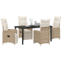 Juego de comedor de jardín de 5 piezas con cojines beige de poliratán de , Sillas de jardín - Ref: Foro24-3379684, Precio: 67...