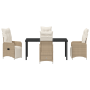Juego de comedor de jardín de 5 piezas con cojines beige de poliratán de , Sillas de jardín - Ref: Foro24-3379684, Precio: 67...