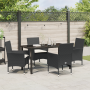 Conjunto de Comedor de Jardín de 5 Piezas con Cojines de Ratán Poliéster Negro de , Sillas de jardín - Ref: Foro24-3379767, P...