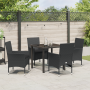 Conjunto de Comedor de Jardín de 5 Piezas con Cojines Rattan Sintético Negro de , Sillas de jardín - Ref: Foro24-3379773, Pre...