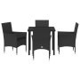 Conjunto de Comedor de Jardín de 5 Piezas con Cojines Rattan Sintético Negro de , Sillas de jardín - Ref: Foro24-3379773, Pre...