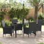 Conjunto de Comedor de Jardín de 5 Piezas con Cojines de Poliratán Negros de , Sillas de jardín - Ref: Foro24-3379774, Precio...