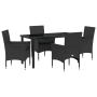 Conjunto de Comedor de Jardín de 5 Piezas con Cojines de Poliratán Negros de , Sillas de jardín - Ref: Foro24-3379774, Precio...