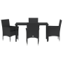Conjunto de Comedor de Jardín de 5 Piezas con Cojines de Poliratán Negros de , Sillas de jardín - Ref: Foro24-3379774, Precio...