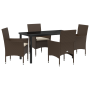 Juego de Comedor de Jardín de 5 Piezas con Cojines de Ratán Sintético Marrón de , Sillas de jardín - Ref: Foro24-3379781, Pre...