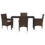Juego de Comedor de Jardín de 5 Piezas con Cojines de Ratán Sintético Marrón de , Sillas de jardín - Ref: Foro24-3379781, Pre...