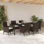 Juego de Comedor de Jardín de 7 piezas con Cojines de Ratán Sintético Marrón de , Sillas de jardín - Ref: Foro24-3379784, Pre...