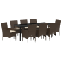 Conjunto de Comedor de Jardín de 9 Piezas con Cojines de Ratán Poliéster Marrón de , Sillas de jardín - Ref: Foro24-3379785, ...