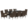 Conjunto de Comedor de Jardín de 9 Piezas con Cojines de Ratán Poliéster Marrón de , Sillas de jardín - Ref: Foro24-3379785, ...
