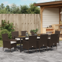 Conjunto de Comedor de Jardín de 9 Piezas con Cojines de Ratán Poliéster Marrón de , Sillas de jardín - Ref: Foro24-3379785, ...