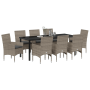 Conjunto de Comedor de Jardín de 9 Piezas con Cojines de Poliratán Gris de , Sillas de jardín - Ref: Foro24-3379792, Precio: ...