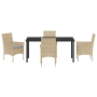Conjunto de Comedor de Jardín de 5 Piezas con Cojines Beige de Ratán Sintético de , Sillas de jardín - Ref: Foro24-3379796, P...