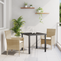 Juego de Comedor de Jardín de 3 Piezas con Cojines Ratán Poli Beige de , Sillas de jardín - Ref: Foro24-3379800, Precio: 210,...