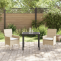 Juego de Comedor de Jardín de 3 Piezas con Cojines Ratán Poli Beige de , Sillas de jardín - Ref: Foro24-3379800, Precio: 210,...