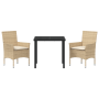 Juego de Comedor de Jardín de 3 Piezas con Cojines Ratán Poli Beige de , Sillas de jardín - Ref: Foro24-3379800, Precio: 210,...