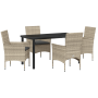 Juego de Comedor de Jardín de 5 Piezas con Cojines Gris Claro de Ratán Sintético de , Sillas de jardín - Ref: Foro24-3379809,...