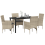 Juego de Comedor de Jardín de 5 Piezas con Cojines Gris Claro de Ratán Sintético de , Sillas de jardín - Ref: Foro24-3379809,...