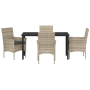 Juego de Comedor de Jardín de 5 Piezas con Cojines Gris Claro de Ratán Sintético de , Sillas de jardín - Ref: Foro24-3379809,...
