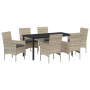 Juego de Comedor de Jardín de 7 Piezas con Cojines Ratán Poliéster Gris Claro de , Sillas de jardín - Ref: Foro24-3379811, Pr...