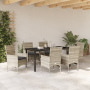 Juego de Comedor de Jardín de 7 Piezas con Cojines Ratán Poliéster Gris Claro de , Sillas de jardín - Ref: Foro24-3379811, Pr...